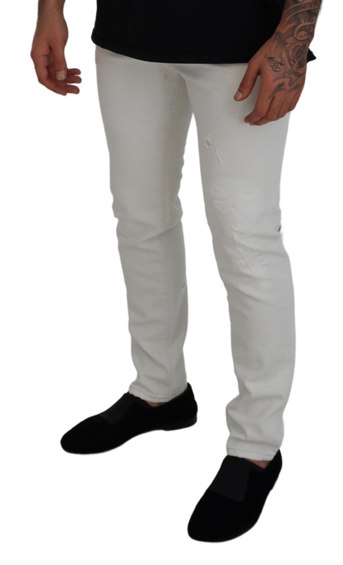 Chic White Denim Pants - Slim Fit Luxury Cotton Blend