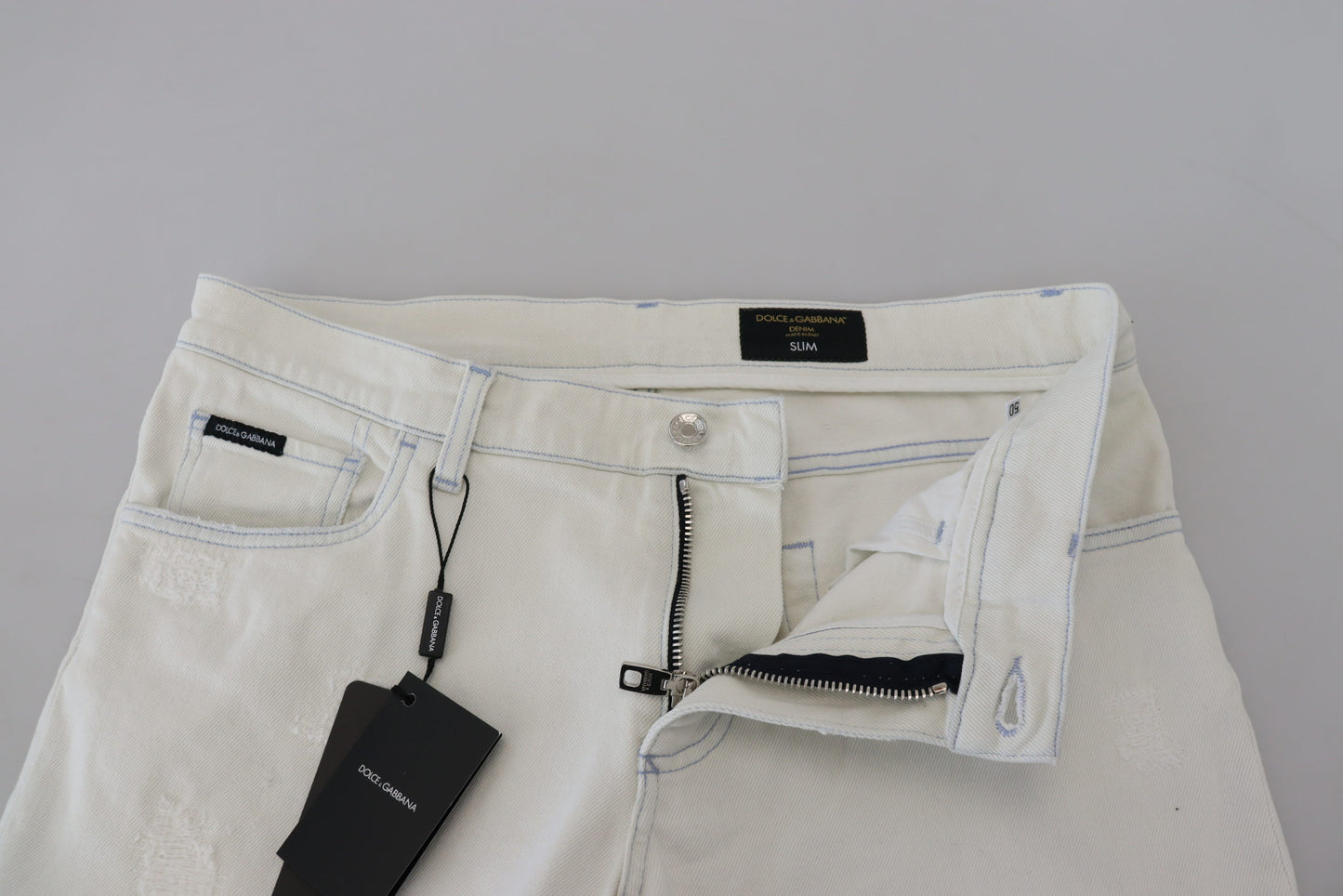 Chic White Denim Pants - Slim Fit Luxury Cotton Blend