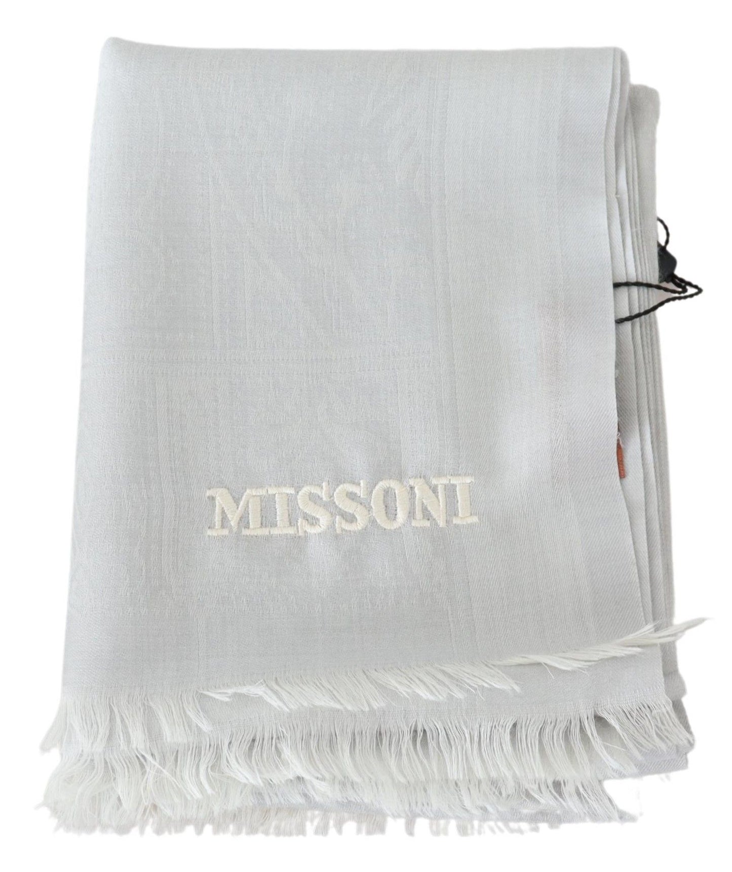 Elegant White Cashmere Scarf Unisex