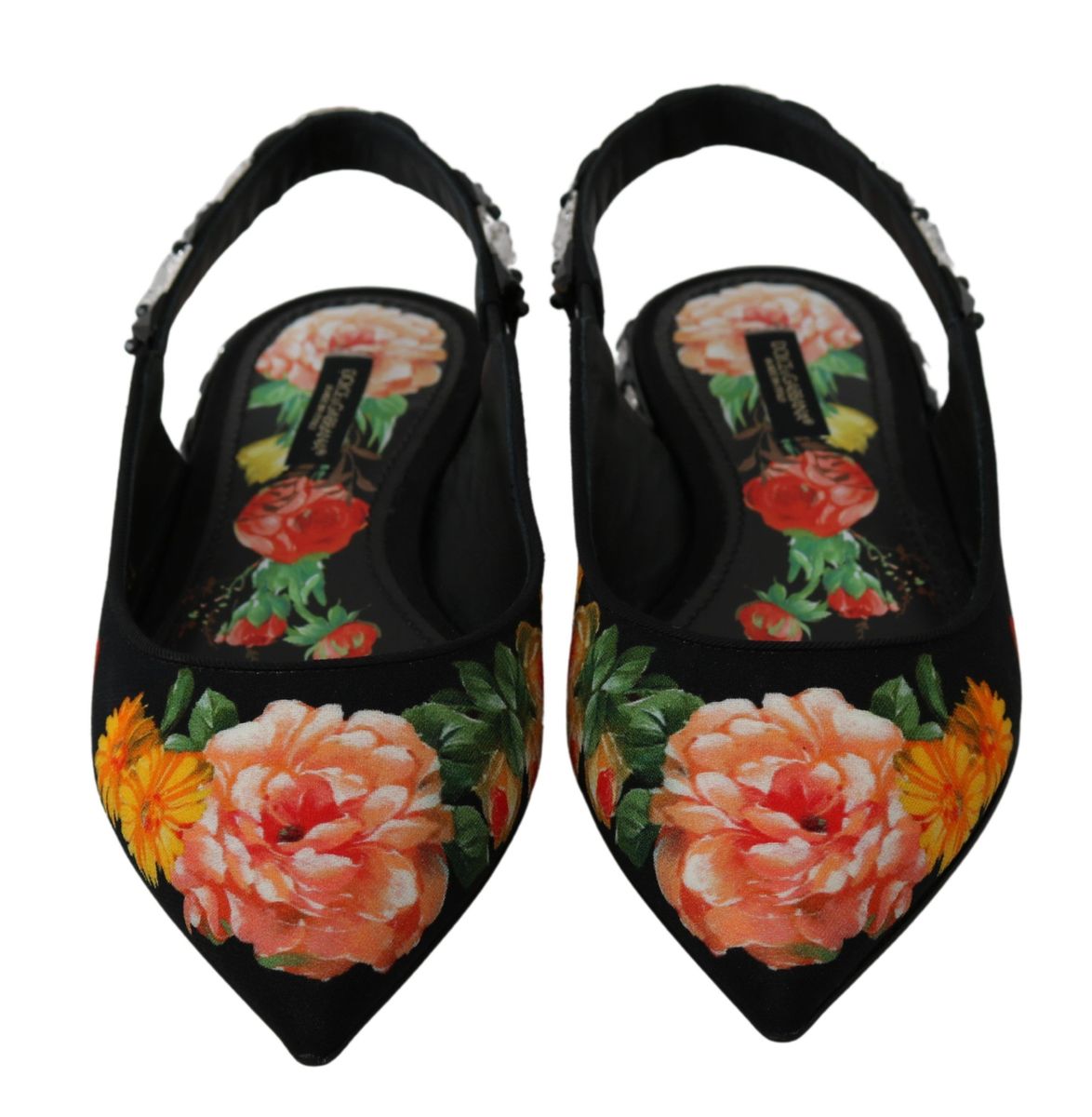 Elegant Crystal-Embellished Floral Flats