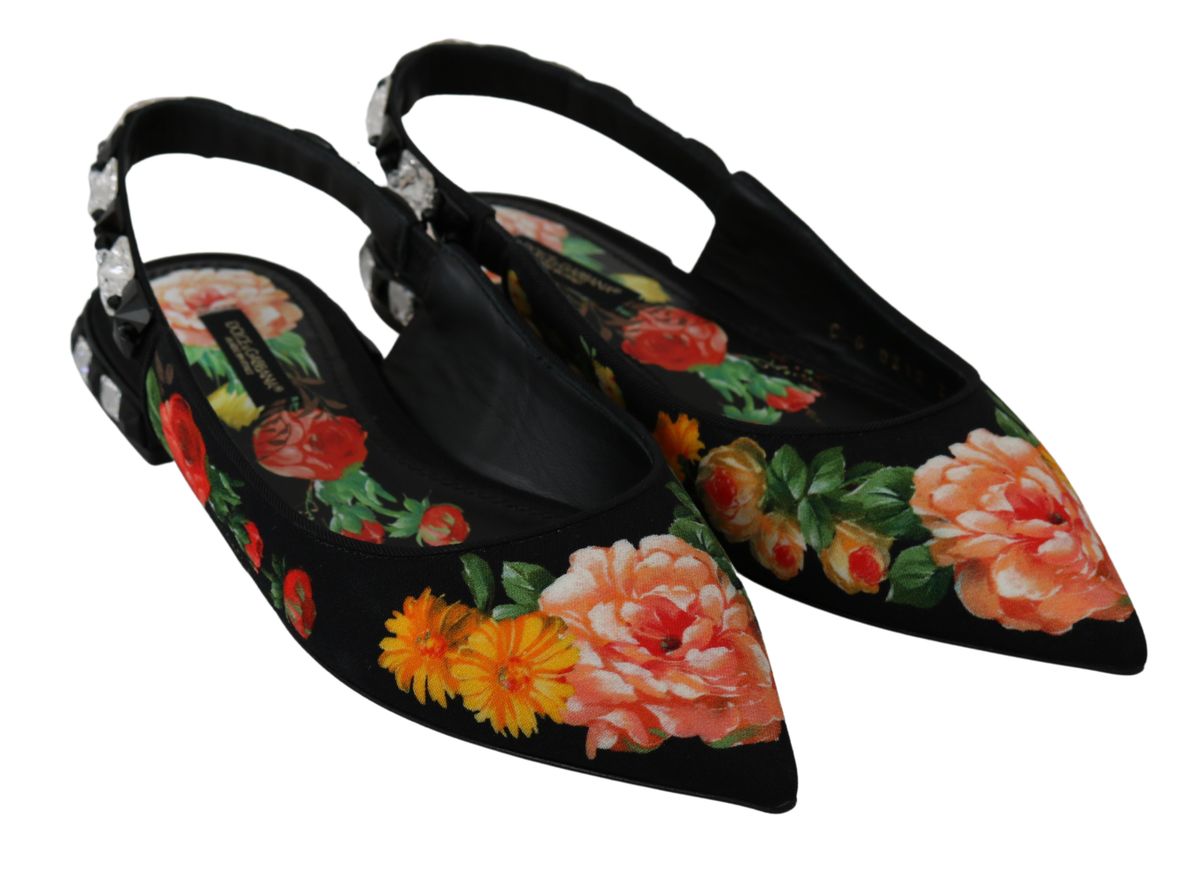 Elegant Crystal-Embellished Floral Flats