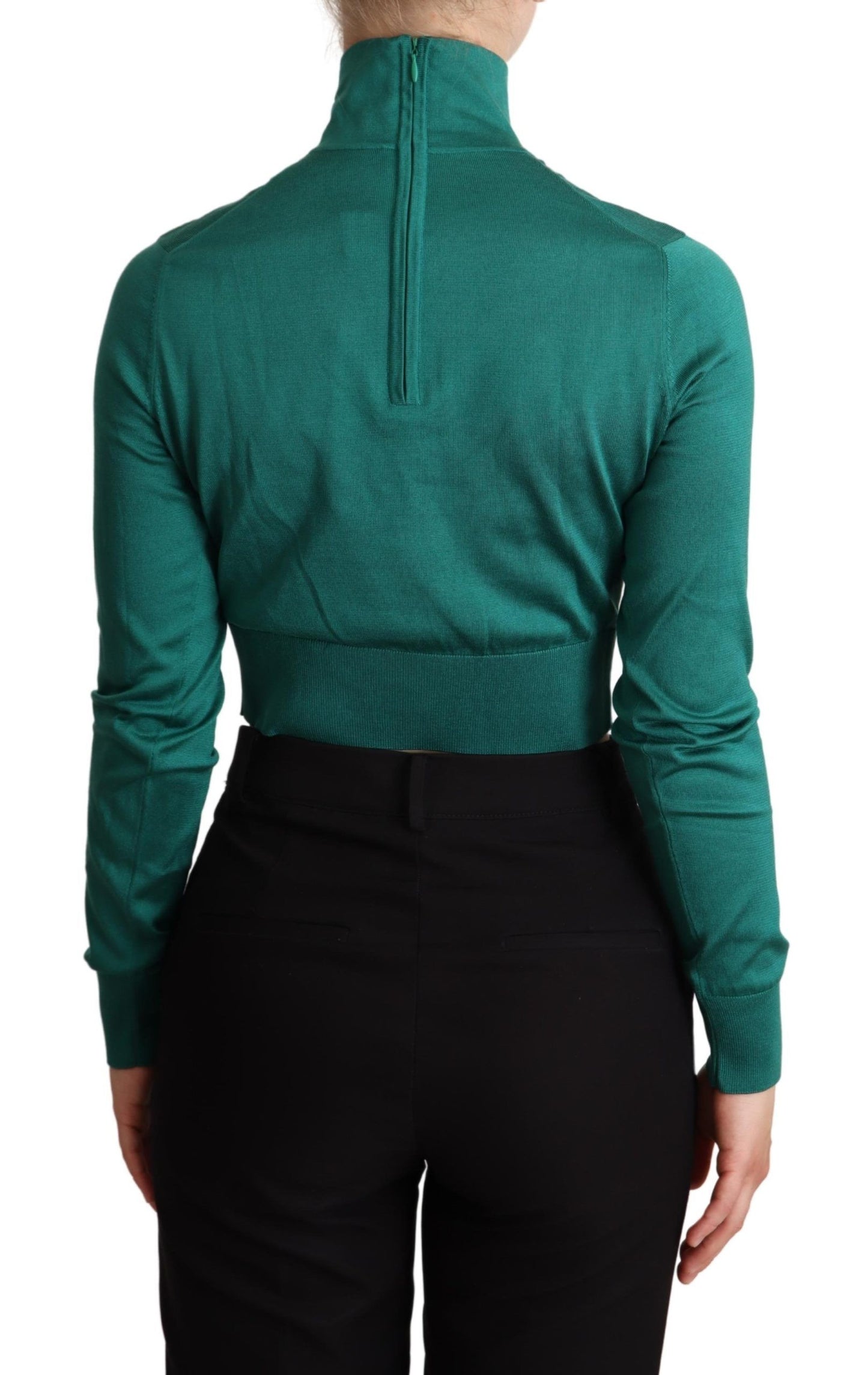 Elegant Turtleneck Silk Cropped Sweater