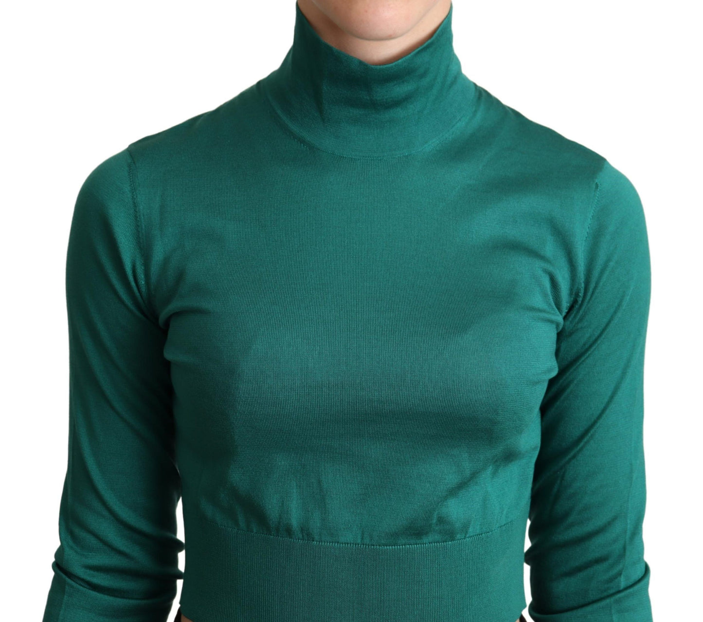 Elegant Turtleneck Silk Cropped Sweater