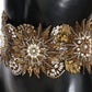 Elegant Crystal Waist Belt with Floral Details