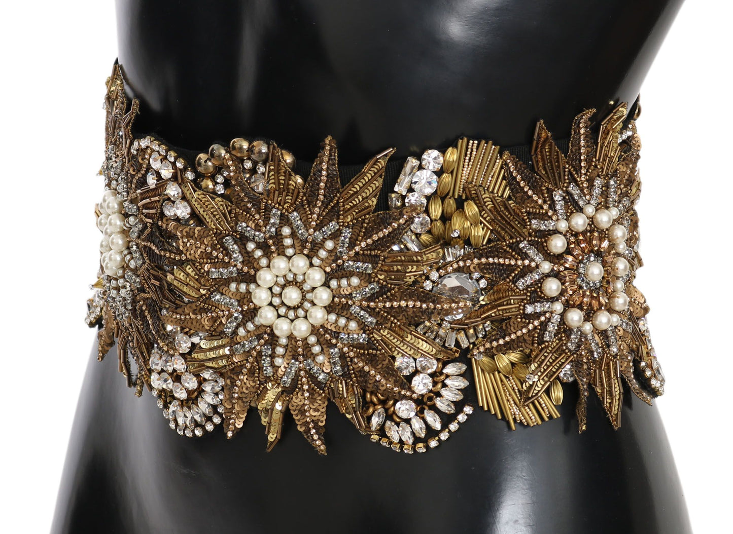 Elegant Crystal Waist Belt with Floral Details