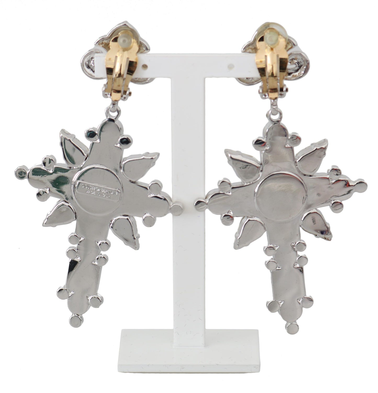 Elegant Silver Cross Clip-on Earrings