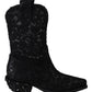 Black Lace Taormina Ankle Cowboy Crystal Shoes
