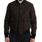 Brown Alpaca Button Down Bomber Coat Jacket