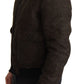 Brown Alpaca Button Down Bomber Coat Jacket