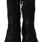 Black Lace Taormina Ankle Cowboy Crystal Shoes