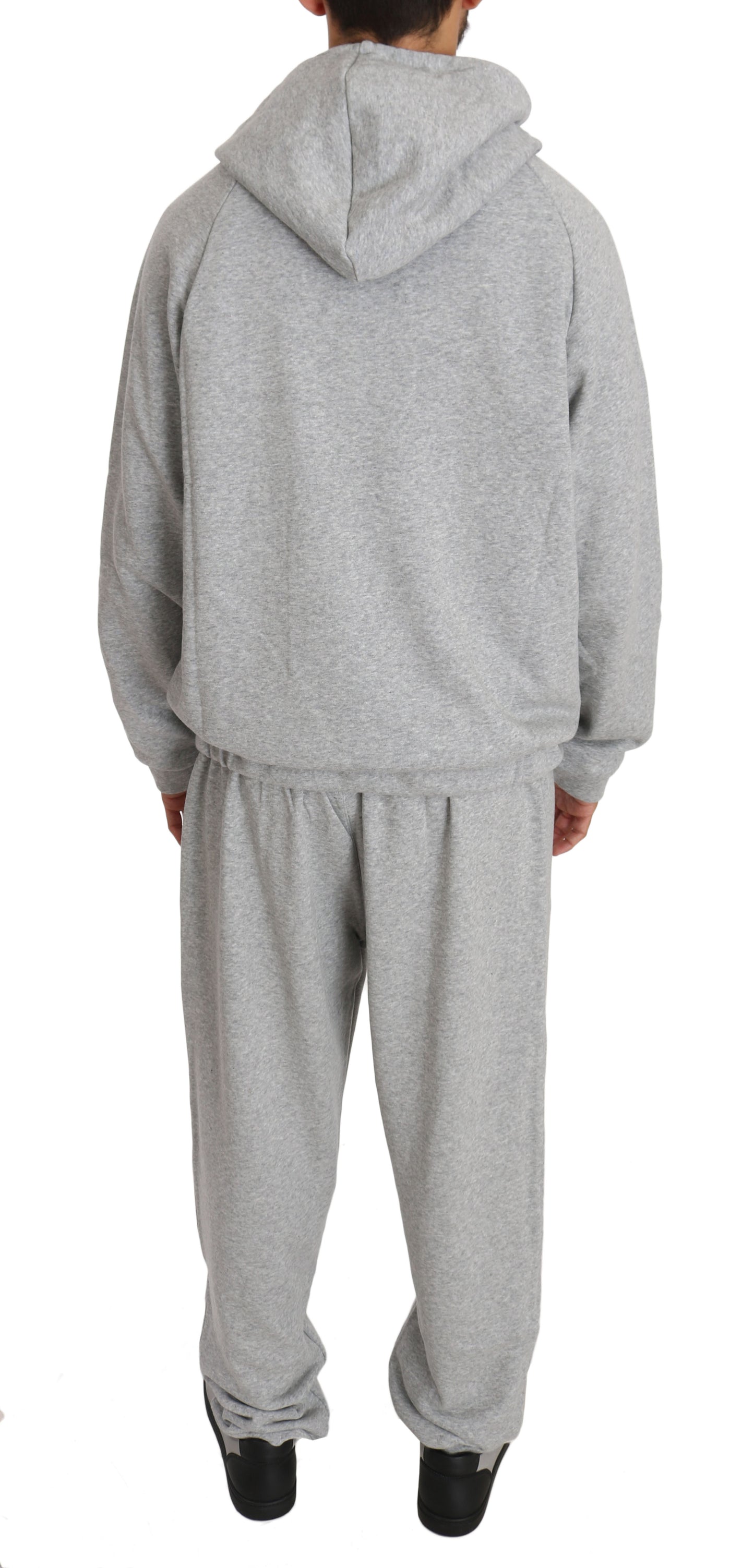 Elegant Gray Cotton Sweatsuit Ensemble