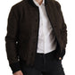 Brown Alpaca Button Down Bomber Coat Jacket