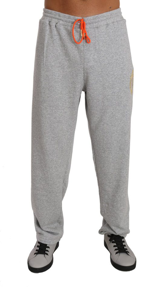 Elegant Gray Cotton Sweatsuit Ensemble