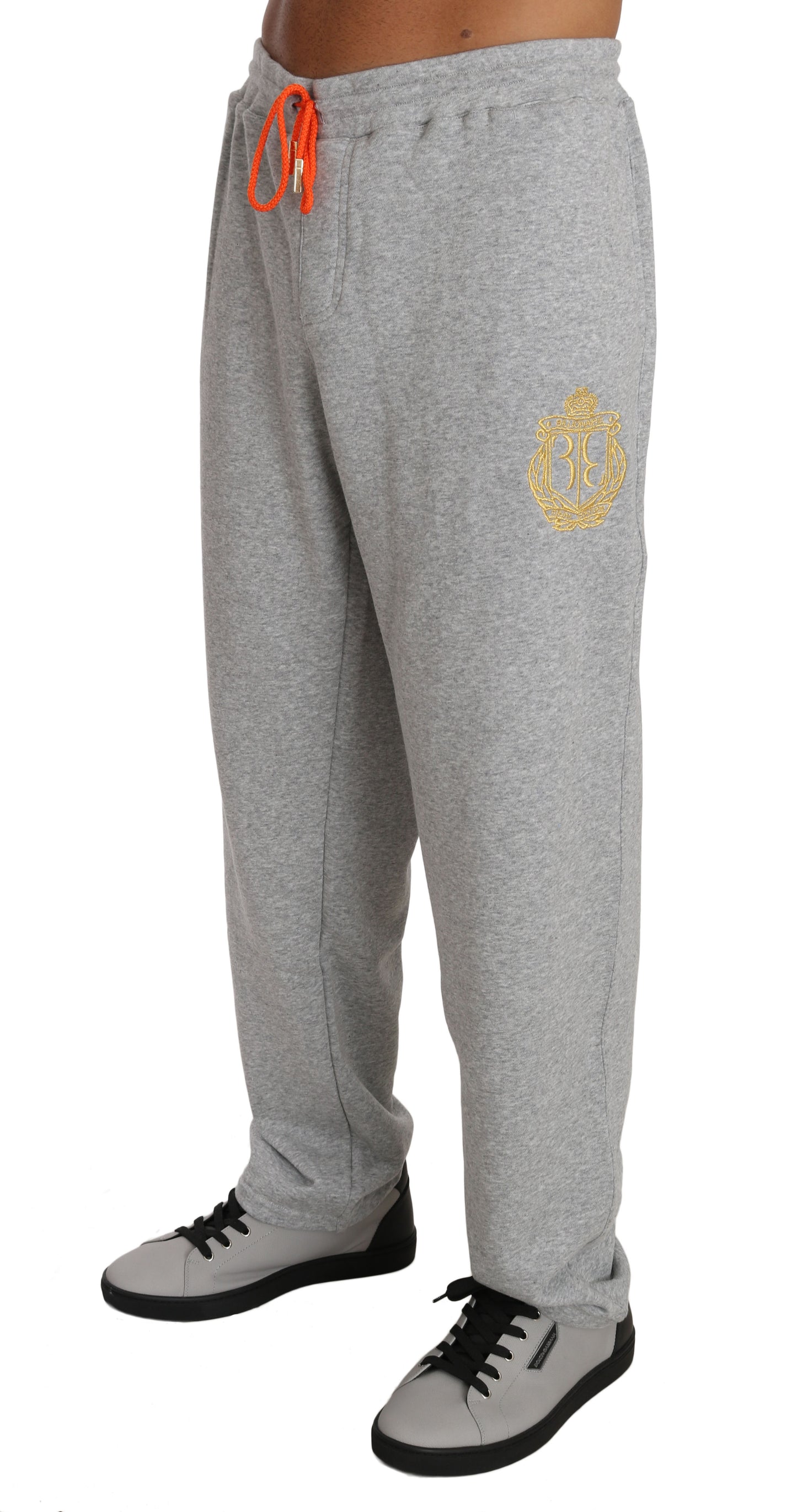 Elegant Gray Cotton Sweatsuit Ensemble