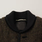 Brown Alpaca Button Down Bomber Coat Jacket