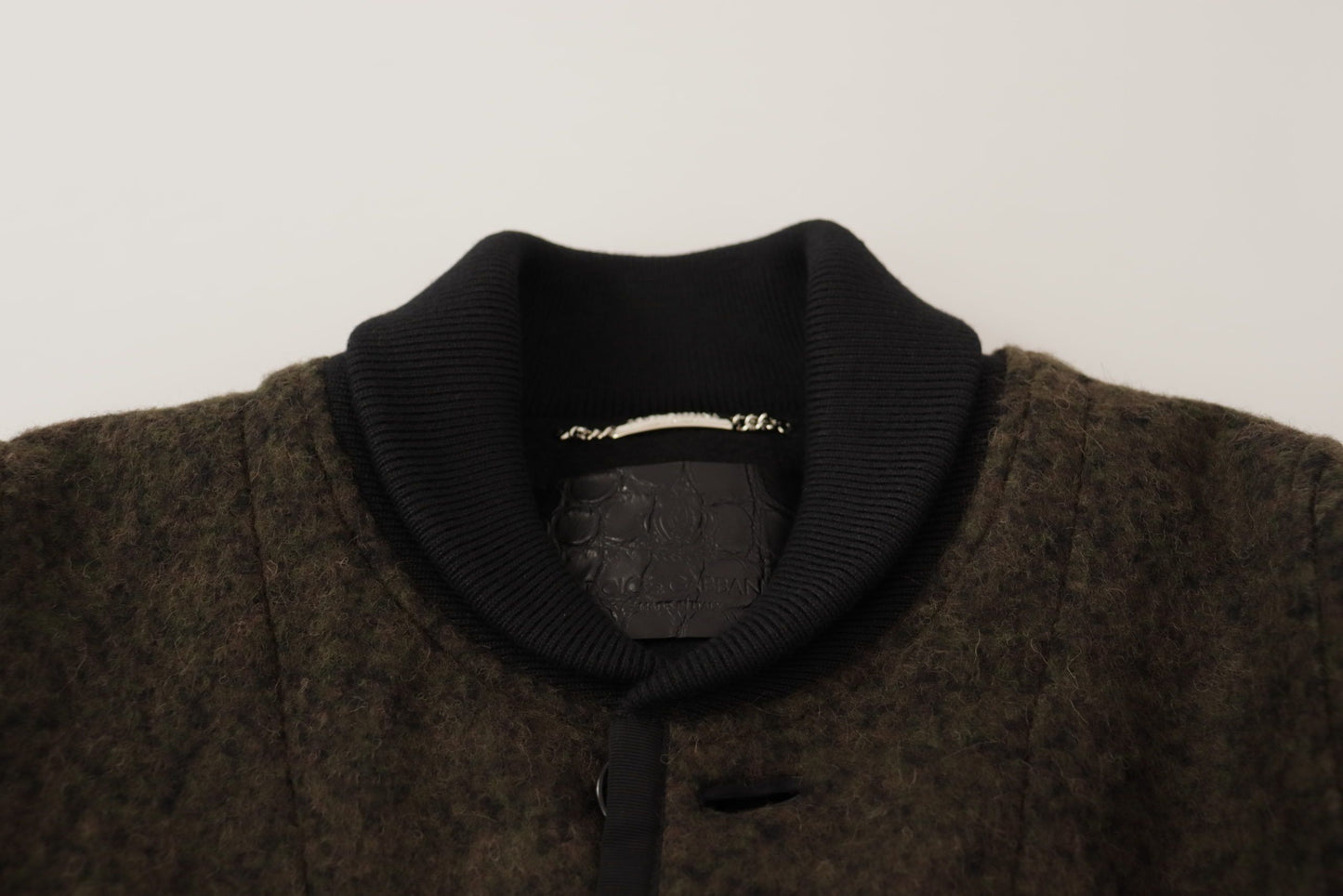 Brown Alpaca Button Down Bomber Coat Jacket