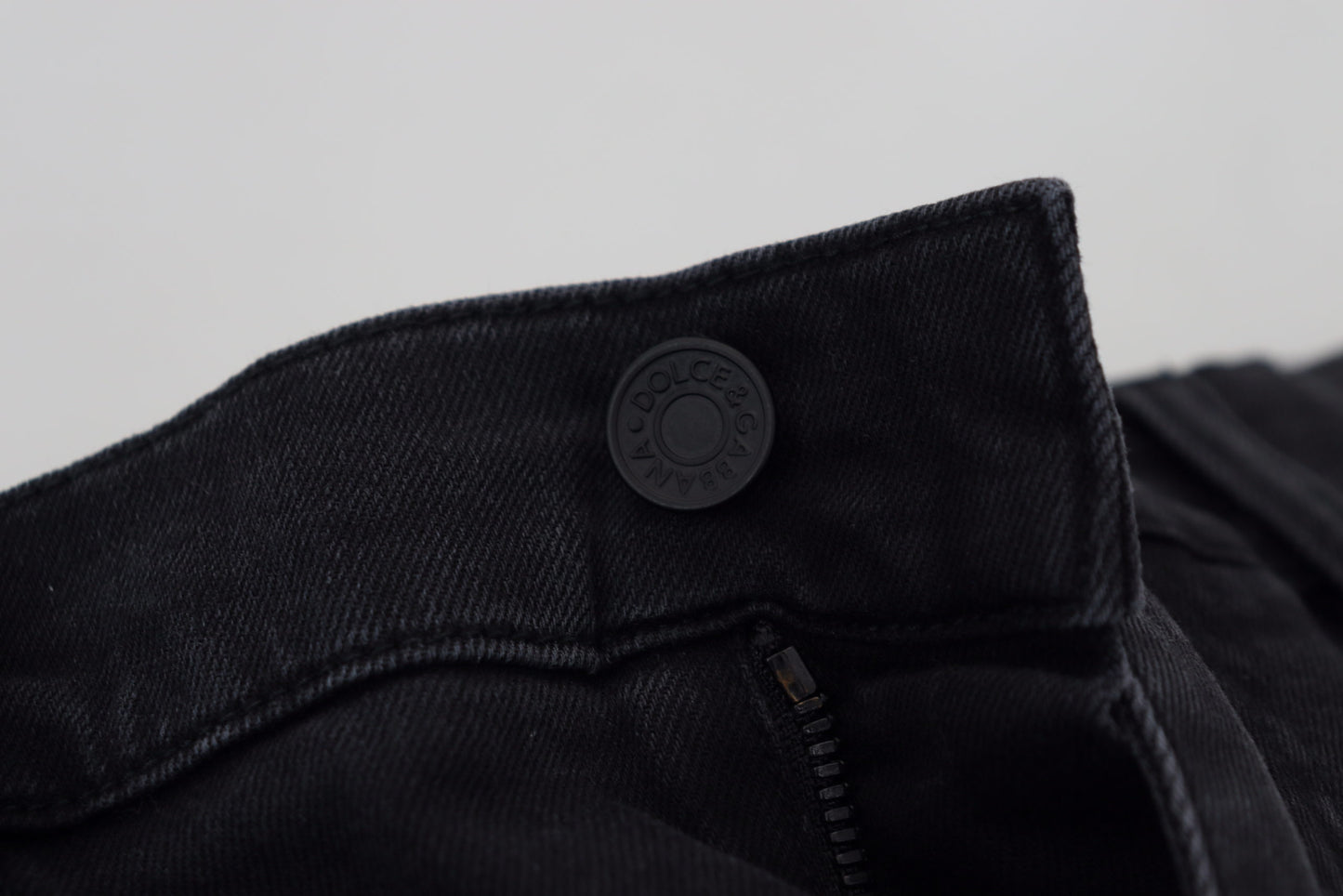 Black Cotton Patch Embroidery Denim Jeans