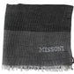 Elegant Striped Wool Scarf with Logo Embroidery