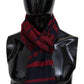 Elegant Striped Wool Scarf with Embroidered Logo