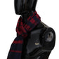 Elegant Striped Wool Scarf with Embroidered Logo