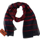 Elegant Striped Wool Scarf with Embroidered Logo