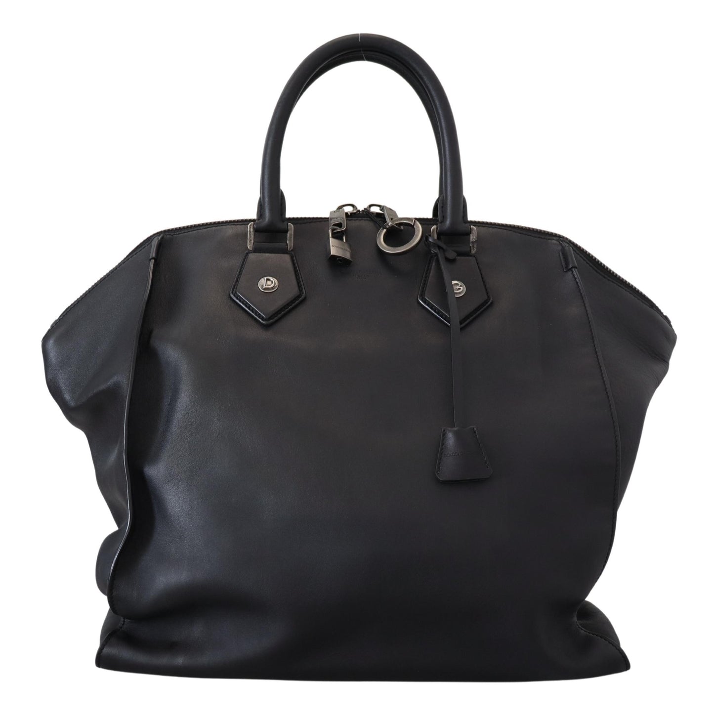 Sleek Black Leather Shoulder Tote