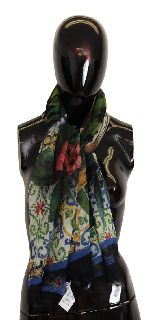 Cashmere Silk Zebra Floral Square Scarf