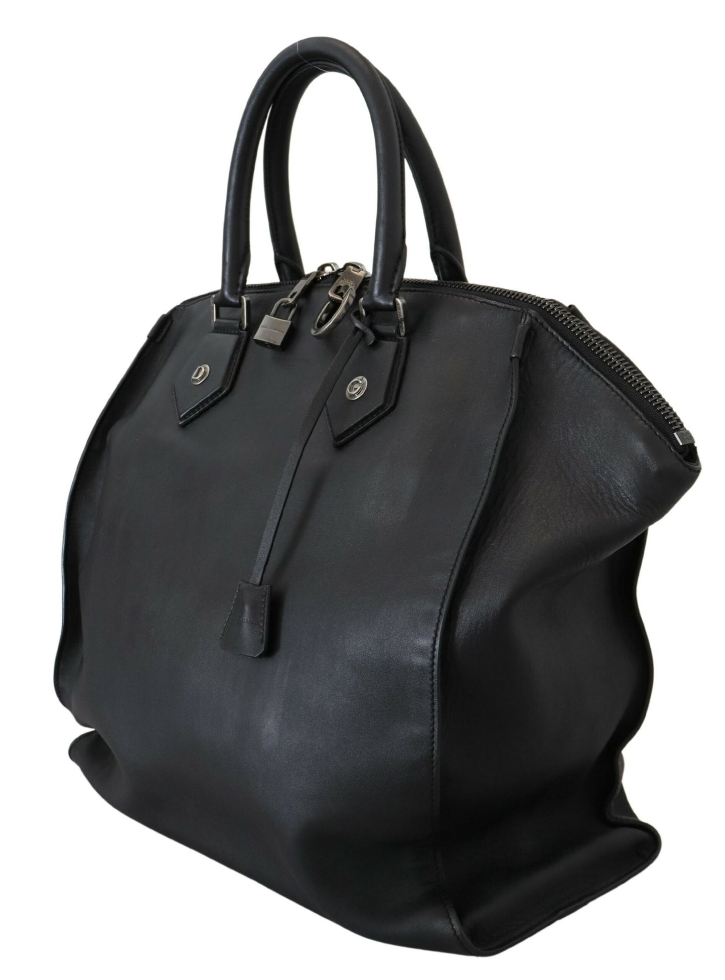 Sleek Black Leather Shoulder Tote