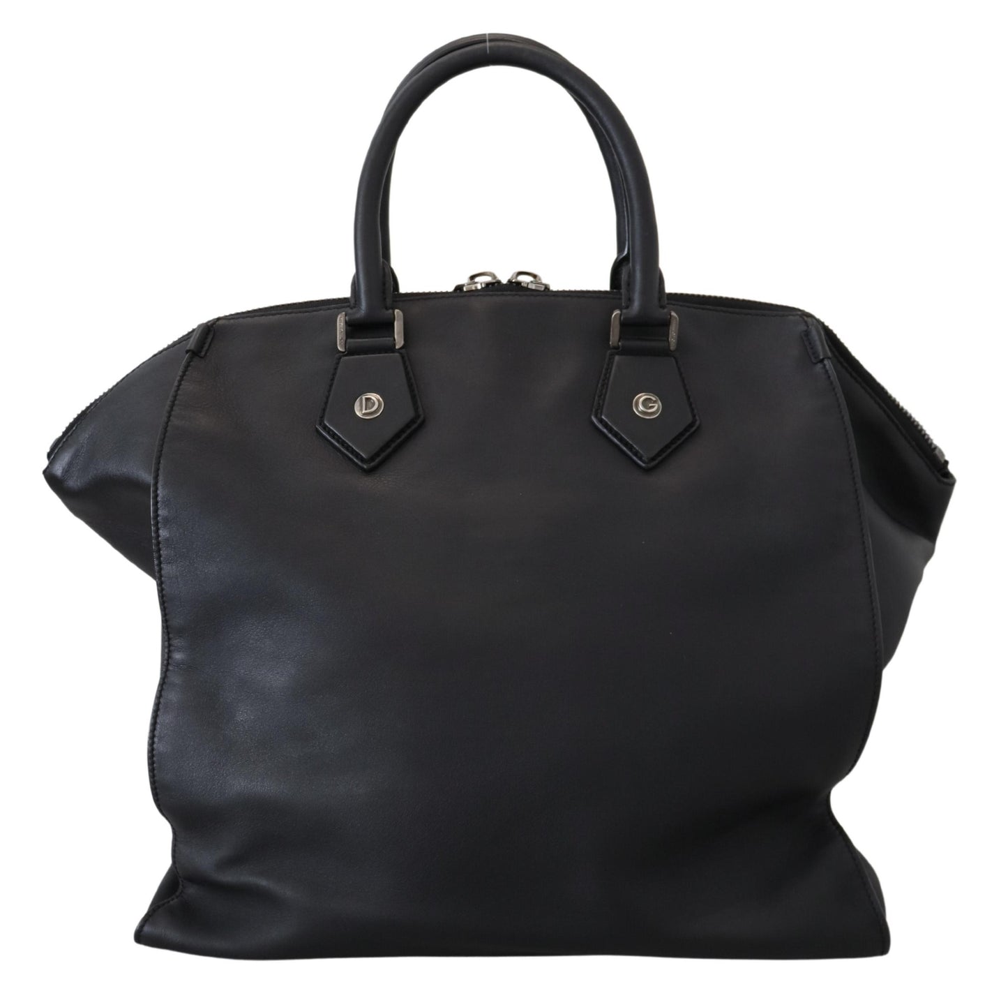 Sleek Black Leather Shoulder Tote