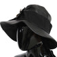 Black Leather DG Coin Crystal Wide Brim Hat