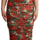 Red Floral Print Tulle Sheath Midi Dress