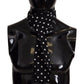 Black Silk Skinny Polka Dot Mens Scarf Wrap Shawl Scarf