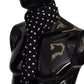 Black Silk Skinny Polka Dot Mens Scarf Wrap Shawl Scarf