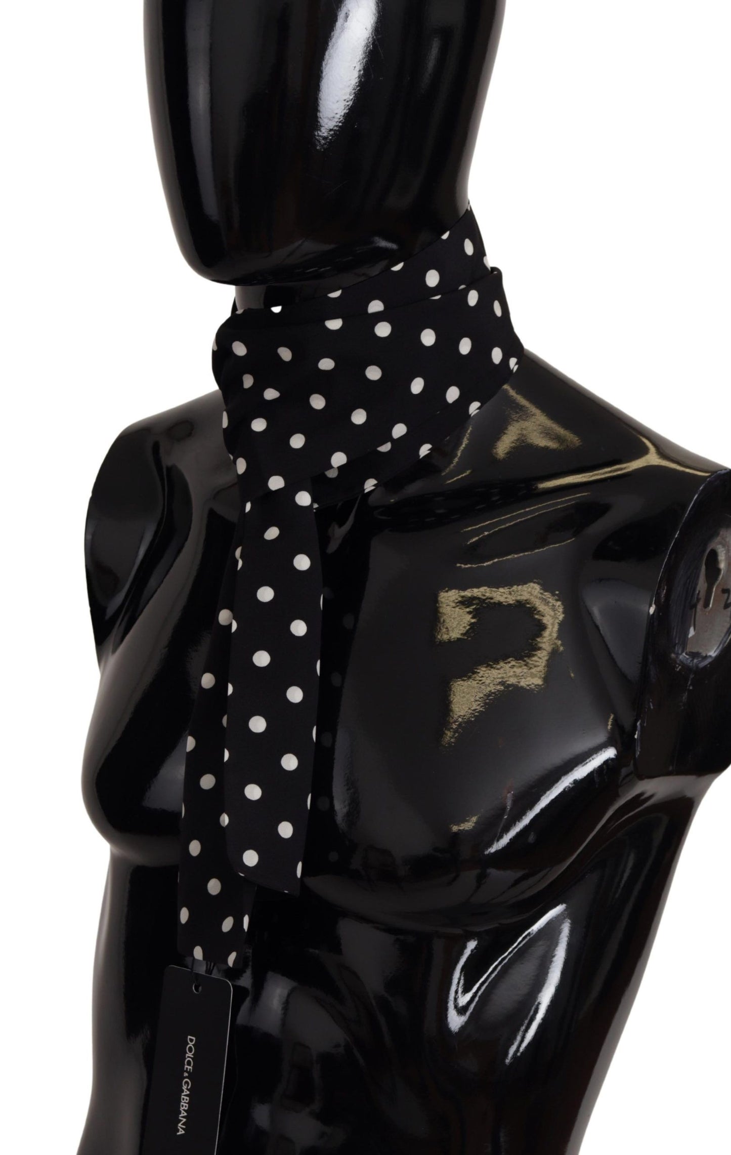 Black Silk Skinny Polka Dot Mens Scarf Wrap Shawl Scarf