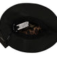 Black Leather DG Coin Crystal Wide Brim Hat