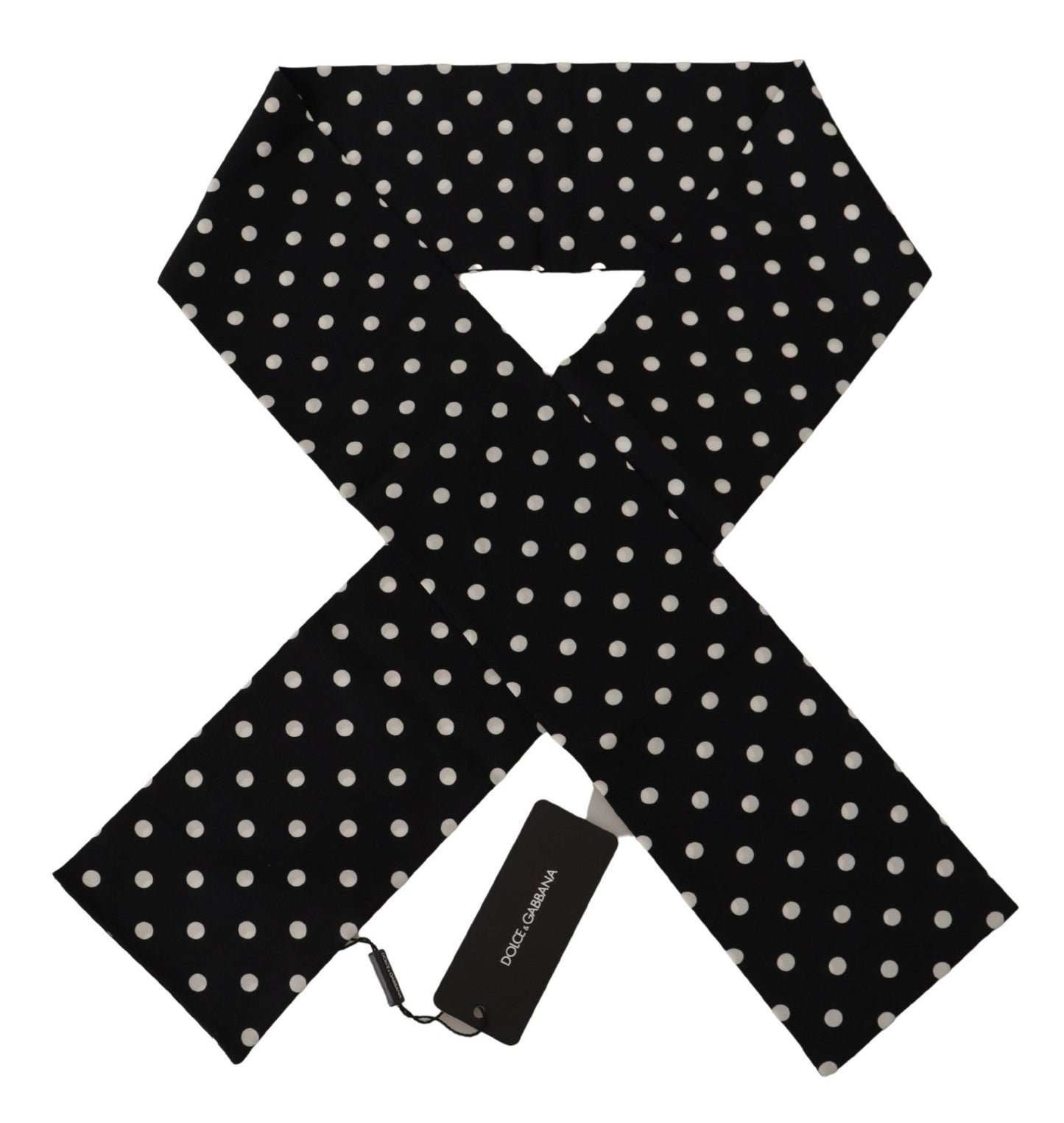 Black Silk Skinny Polka Dot Mens Scarf Wrap Shawl Scarf