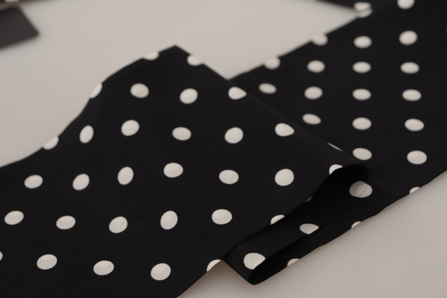 Black Silk Skinny Polka Dot Mens Scarf Wrap Shawl Scarf