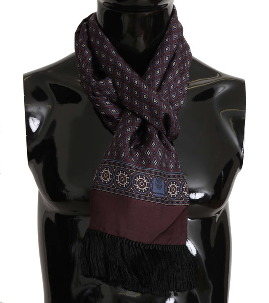 Elegant Silk Maroon Baroque Men's Scarf