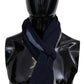 Elegant Striped Wool Scarf with Logo Embroidery