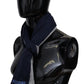 Elegant Striped Wool Scarf with Logo Embroidery