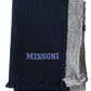Elegant Striped Wool Scarf with Logo Embroidery