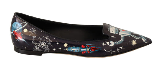 Elegant Outer Space Print Flat Loafers