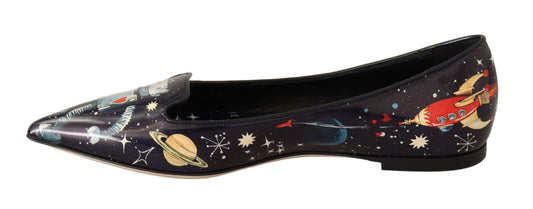 Elegant Outer Space Print Flat Loafers