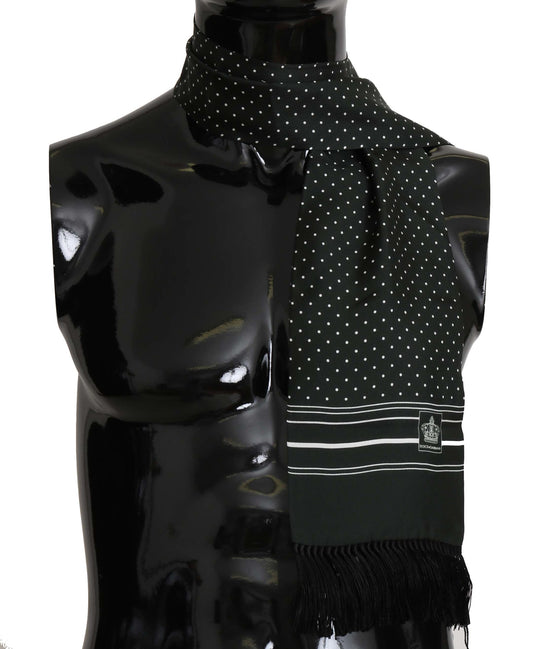 Elegant Green Polka Dot Silk Mens Scarf