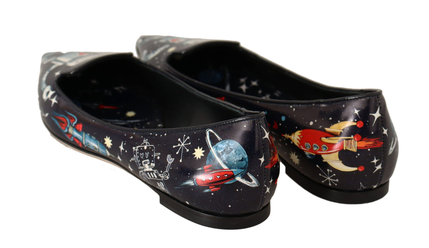 Elegant Outer Space Print Flat Loafers