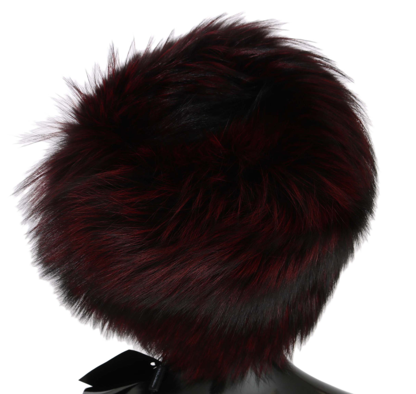 Elegant Maroon Black Silver Fox Fur Cossack Hat