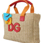 Chic Beige Multicolor Straw Tote