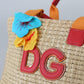 Chic Beige Multicolor Straw Tote