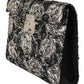 Elegant Black Jacquard Leather Clutch Bag