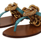 Blue Leather Devotion Flats Sandals